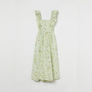 H&M wildflower green floral poplin dress NWT size small